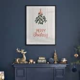 Poster de Noël Merry Christmas avec du gui - Menina Lisboa 