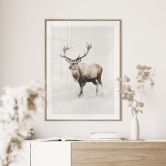 Poster Wintermotiv fürs Wohnzimmer - Hirsch im weißen Winter - Magnusson 