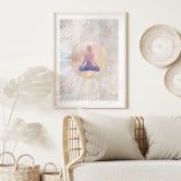 Plakat med lotusstilling - Meditation i det gyldne lys - Manovski 