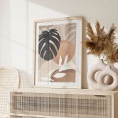 Poster botanique plante monster boho dans les tons naturels - Melloi Art Prints 