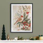 Poster Wintermotiv - Kardinalsvogel mit Beerenzweig - Melloi Art Prints 