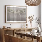 Poster Lotusblumen mit Schwan im Wasser in Grau - Ms Tiff 