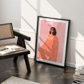 Poster Frau mit orangefarbener Decke - Müller 
