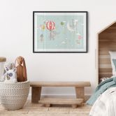 Poster Fliegende Tiere mit Heißluftballon - Skellern 