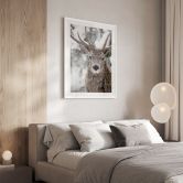 Poster Winter - Hirsch im Schneegestöber - Strigel 