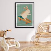 Poster Treechild - Niedlicher Hase auf einem Skateboard 