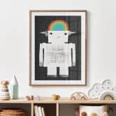 Poster für Kinder - Regenbogen-Roboter Sleep Laugh Create - Treechild 