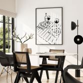 Poster Stillleben-Dinner mit Wein | Line Art - Treechild 