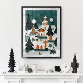 Poster Weihnachten - Winterlandschaft bei Nacht - Treechild 