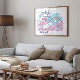 Poster Kawaii Welle mit Regenbogen und Berg Fuji - Trinidad 