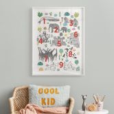 Kinderposter Illustration von Zootieren mit Zahlen - Walentynowicz 