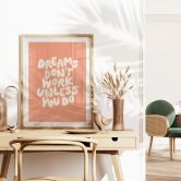Slogan Plakat Drømme fungerer ikke, medmindre du gør det - Wilson 
