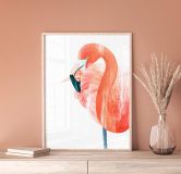 Poster Goed Blauw - Pink Flamingo 