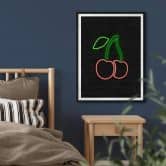 Poster Kirschen - Neonlicht 