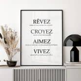 Poster Rêvez croyez aimez vivez 
