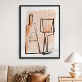 Poster Abstraktes Stillleben: Flasche und Weinglas - Treechild 