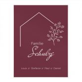 Personalisierbares Poster Familie Haus - weinrot 