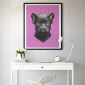 Poster Korenkova - King French Bulldog pink 