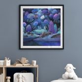 Poster Enchanted forest in midnight blue - DigitalArtsi 
