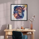 Poster Heine - Mächtiger Löwe im Sternenhimmel - Astro Cruise - Quadratisch 
