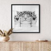 Poster Süße Katze mit Herz-Pfoten - Korenkova - Quadratisch 