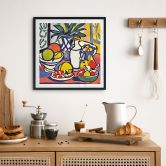 Poster Milch und Obst - Inspiriert von Matisse - Zamart - Quadratisch 