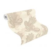 Rasch Vliestapete, Mustertapete Indian Style taupe hell 