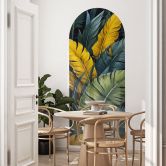 Wandtattoo Rundbogen Wandpaneel Bunte Palmenblätter - Jaszke - schmal 