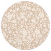 Wall Mural Vintage Flowers in Linen Look - Bloomery Decor - Round - Self-adhesive/non-woven 
