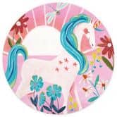 Papier peint photo rond Licorne sur un pré fleuri et coloré - Bonne Müller - papier peint intissé/papier peint intissé autocollant 