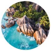 Fotobehang Tropische rotskust van de Seychellen - Colombo - Rond - vliesbehang/zelfklevend vliesbehang 