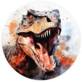 Fototapet Dinosaurer - T-Rex: De forhistoriske tiders vilde ansigt - Jaszke - Round - vliesetapet/selvklæbende non-woven tapet 