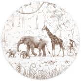 Papier peint photo rond Défilé de la jungle avec animaux - Kikki Belle - papier peint intissé/papier peint intissé autocollant 