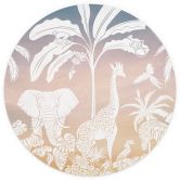 Jungleparadis med vilde dyr Fototapet - Ombre - Kikki Belle - Rundt - vliesetapet/selvklæbende non-woven tapet 