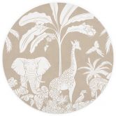 Papier peint photo Rêves de jungle - La faune africaine en marron - Kikki Belle - Rond - papier peint intissé/papier peint intissé autocollant 