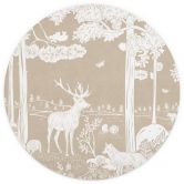 Wall Mural Autumn forest with deer and foxes - Brown - Kikki Belle - Round - non self-adhesive/self-adhesive wallpapers 