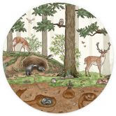 Papier peint photo chambre enfant Objets cachés Animaux de la forêt - Kikki Belle - rond - adhésif/non tissé 