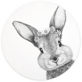 Fototapete Niedlicher Hase mit Kamillenblumen - Korenkova - Rund - Selbstklebend/Vlies 