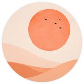 Round wall mural Harmonious landscape orange - Kubistika - non self-adhesive/self-adhesive wallpapers 