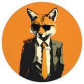 Behangcirkel Coole vos in een pak - Magnusson - vliesbehang/zelfklevend vliesbehang 