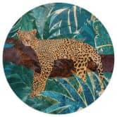 Fototapete Leopard im smaragdgrünen Dschungel - Manovski - Rund - Selbstklebend/Vlies 