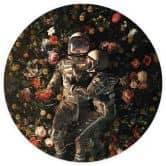 Round wall mural Astronauts on a flower meadow - Nicebleed - non self-adhesive/self-adhesive wallpapers 