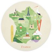 Fototapete Karte von Frankreich - Rivers - Rund - Selbstklebend/Vlies 