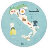 Tapet cirkel Kort over Italien - Rivers - vliesetapet/selvklæbende non-woven tapet 