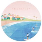 Round wall mural Surfing on the coast of Australia - Rivers - non self-adhesive/self-adhesive wallpapers 