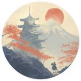 Wall mural Sunrise over the Pagoda | Japan Art - Roze - Round - non self-adhesive/self-adhesive wallpapers 