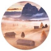Papier peint photo avec paysage - Brouillard d'automne dans les Alpes - Selagea - Rond - papier peint intissé/papier peint intissé autocollant 