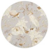 Behangcirkel Vogels tussen witte bloemen - UN Designs - vliesbehang/zelfklevend vliesbehang 
