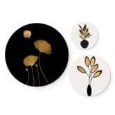 Tableau sur alu-Dibond rond Kubistika - Bouquet de fleurs (set 3 pièces) 