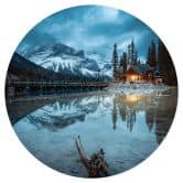 Wandtattoo Bergidylle am abendlichen See - Bing Li - Rund 